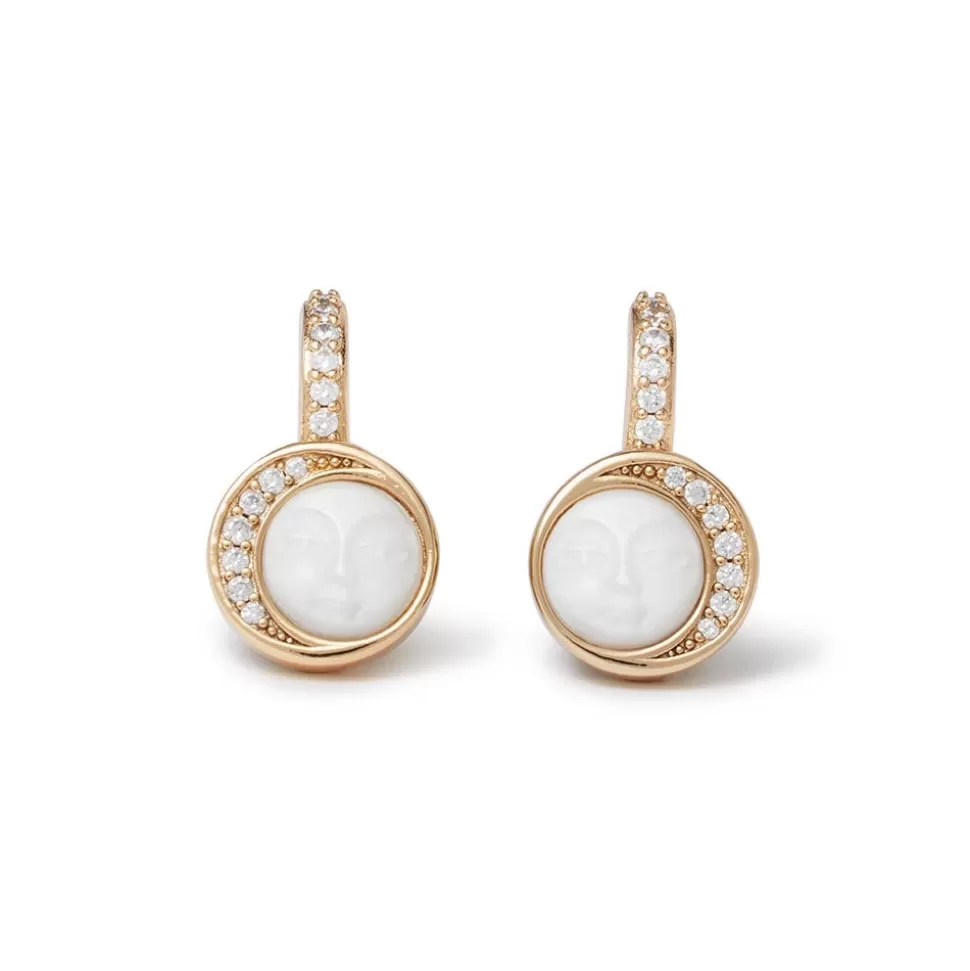 Earrings*The Met Store Celestial Symbols Carved Mother-of-Pearl Coin Hoop Earrings