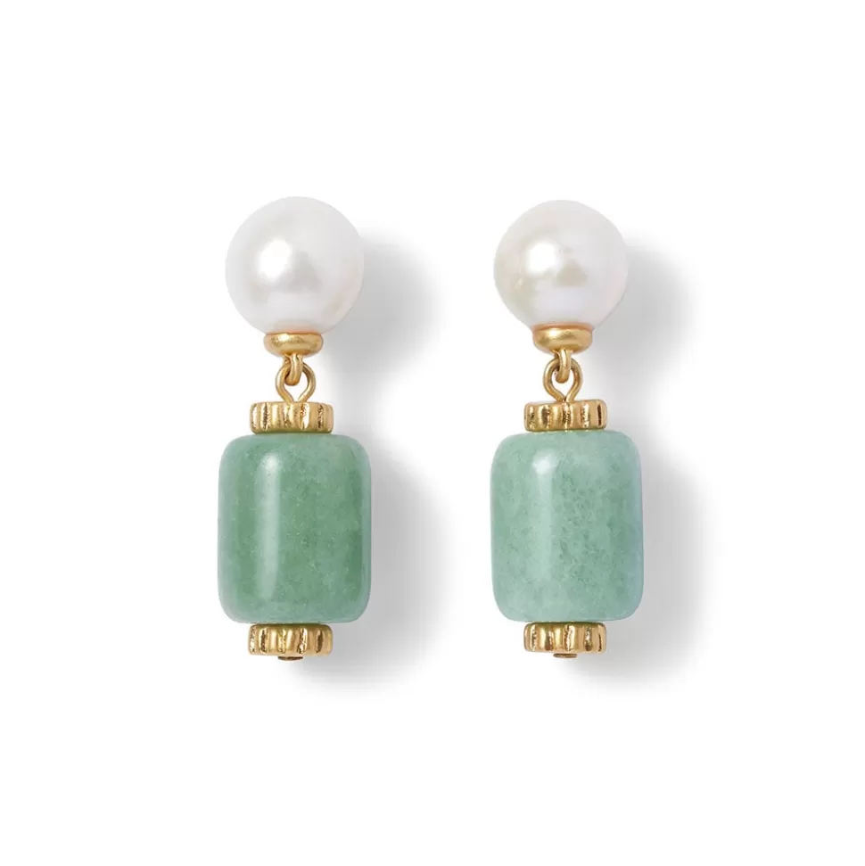Earrings*The Met Store Karavas Gems Aventurine and Pearl Drop Earrings