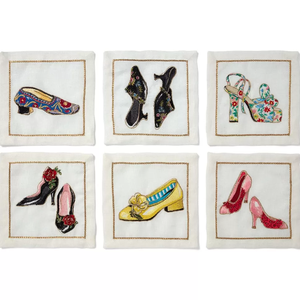 Tableware*The Met Store Kim Seybert Embroidered Shoes Linen Cocktail Napkin Set