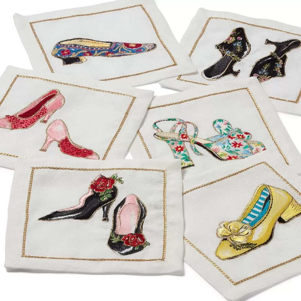 Tableware*The Met Store Kim Seybert Embroidered Shoes Linen Cocktail Napkin Set