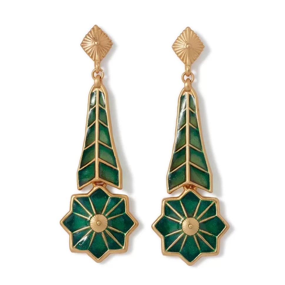 Earrings*The Met Store Lotus Pagoda Plique-à-Jour Long Drop Earrings