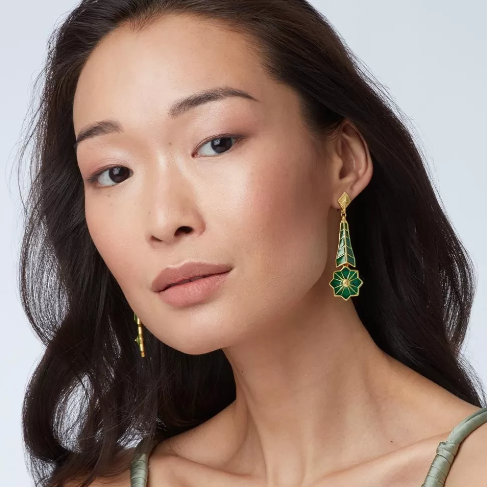Earrings*The Met Store Lotus Pagoda Plique-à-Jour Long Drop Earrings