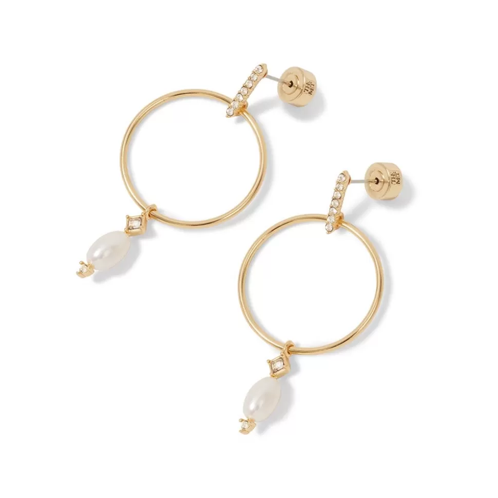 Earrings*The Met Store Royal Tudor Forward-Facing Hoop Earrings with Pearl Drops