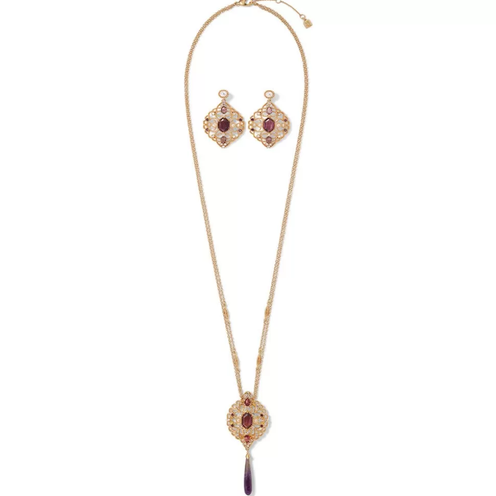 Jewelry Sets*The Met Store Turkish Amethyst Long Pendant Necklace and Statement Earrings Set