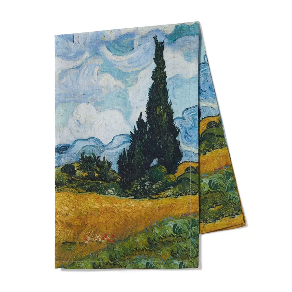 Decorative Accents*The Met Store Van Gogh Wheat Field with Cypresses Tea Towel
