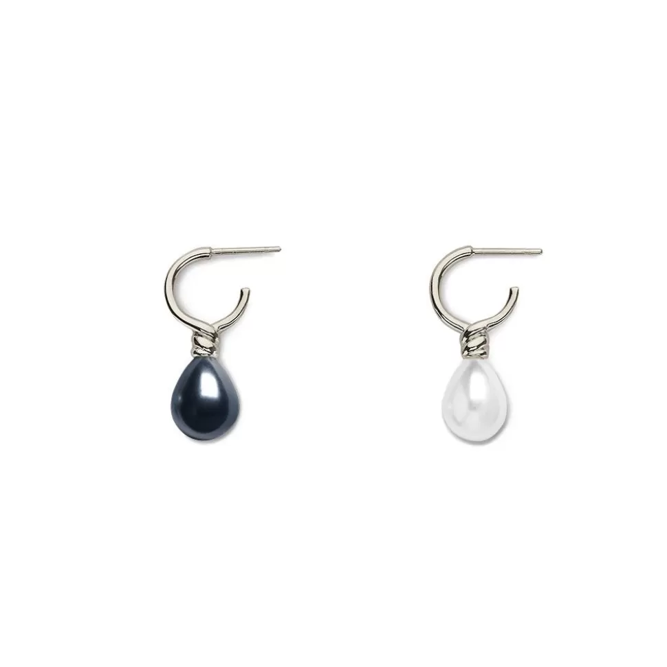 Earrings*The Met Store Venus Pearl Silver Drop Earrings, Black/White